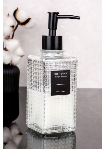 2'li Lüks Cam Sıvı Sabun Bulaşık Deterjanı Şişesi Sabunluk Deterjanlık Seti 350ML fırsatları