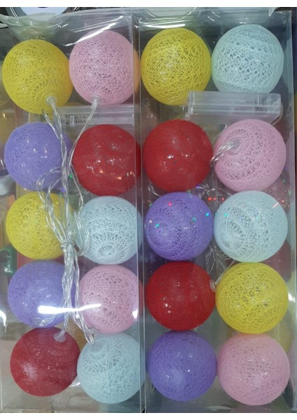 2 Metre 10'lu Işıklı Renkli Top Dekoratif Süs Pilli