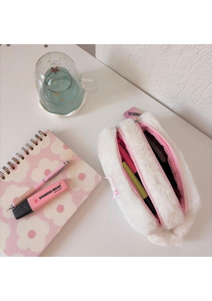 Double Softy Kalemlik/ Iki Fermuarlı/ Çift Bölmeli/ Makyaj Çantası/ Peluş/ Tüylü modelleri