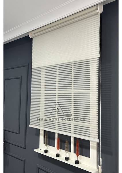 Krem Bambu Jaluzi Görünümlü Tül ve Stor Perde (Dayanıklı Alüminyum Kasa) fiyatları