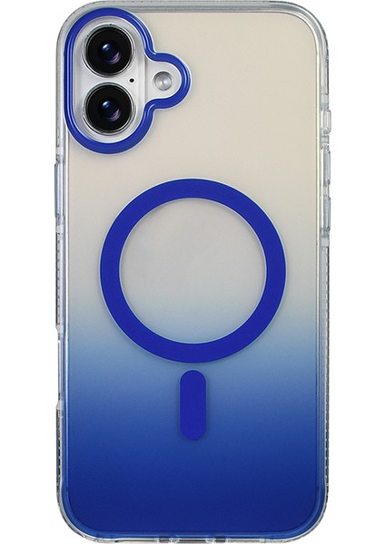 iPhone 16 Kılıf M-Safe Şarj Özellikli Transparan Renk Geçişli Vrdr Toros Kapak - Rose Pembe