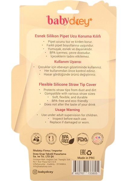 Silikon Figürlü Pipet Ucu 4'lü