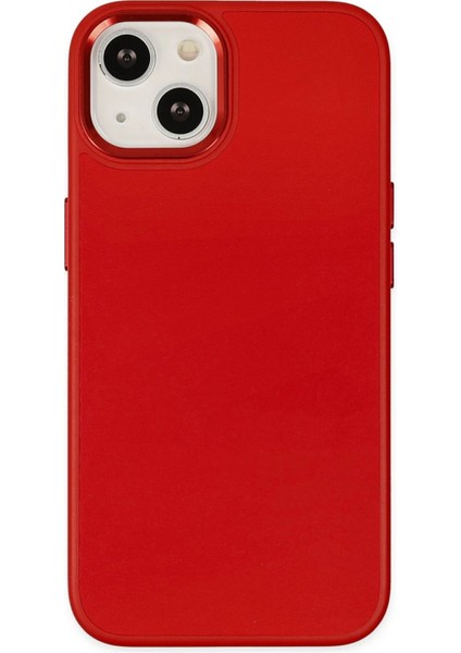 MYT09 iPhone 14 Plus Kılıf Asya Deri Silikon - Kırmızı