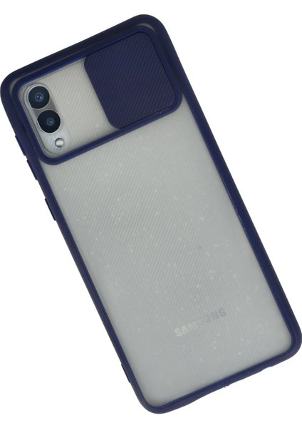 MYT09 Samsung Galaxy A02 Kılıf Palm Buzlu Kamera Sürgülü Silikon - Lacivert fiyatları