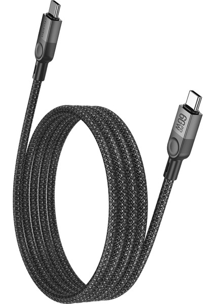 Premium Mıknatıslı Şarj Kablo Pd 60W Type-C - Type-C 1.2m - Siyah