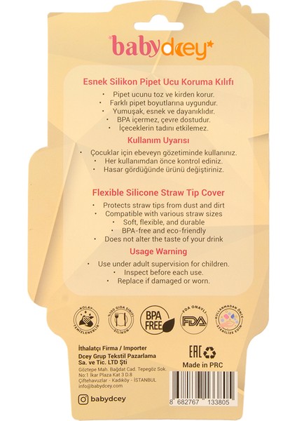 Silikon Figürlü Pipet Ucu 4'lü