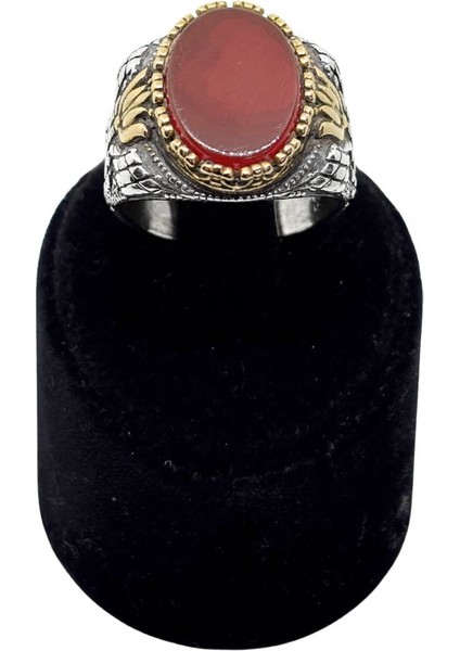 Oval Akik Taşlı Kalemli Gümüş Erkek Yüzük fiyatları