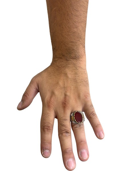 Oval Akik Taşlı Kalemli Gümüş Erkek Yüzük modelleri