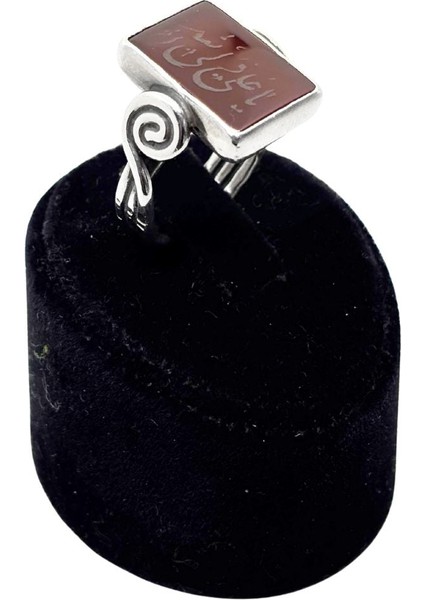 Dikdörgen Akik Üzerine Arapça Motif Gümüş Erkek Yüzük fiyatları