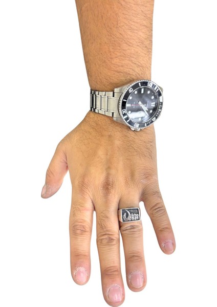 Cilalı Dikdörtgen Motifli Gümüş Erkek Vintage Yüzük modelleri