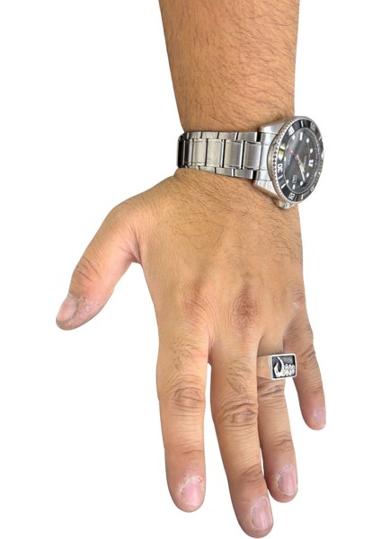 Cilalı Dikdörtgen Motifli Gümüş Erkek Vintage Yüzük fırsatları