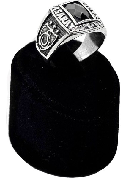 Kesme Oniks Taşlı Galatasaray Gümüş Erkek Yüzük