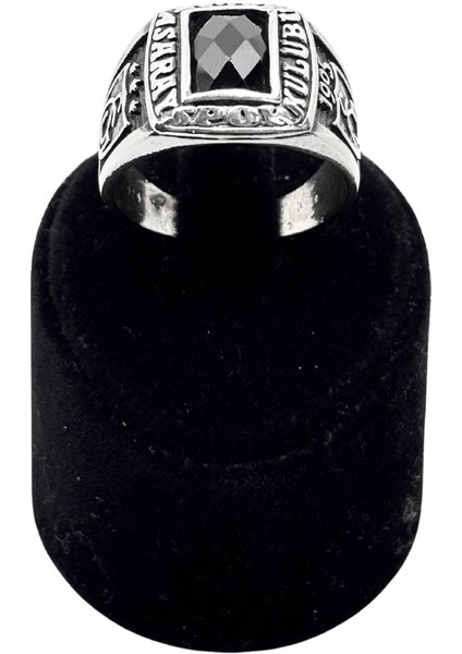 Kesme Oniks Taşlı Galatasaray Gümüş Erkek Yüzük modelleri