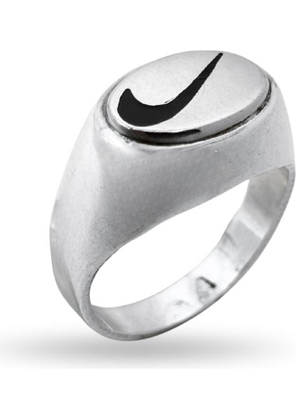 Oval Nike Amblemli Gümüş Unisex Yüzük
