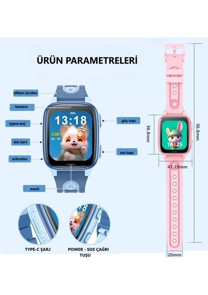 CT23 Sim Kartlı 4g Video Görüşme Gps Takip Saati modelleri