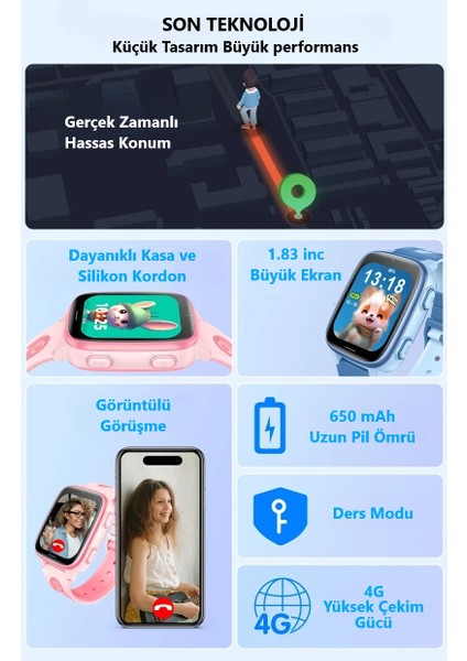 CT23 Sim Kartlı 4g Video Görüşme Gps Takip Saati