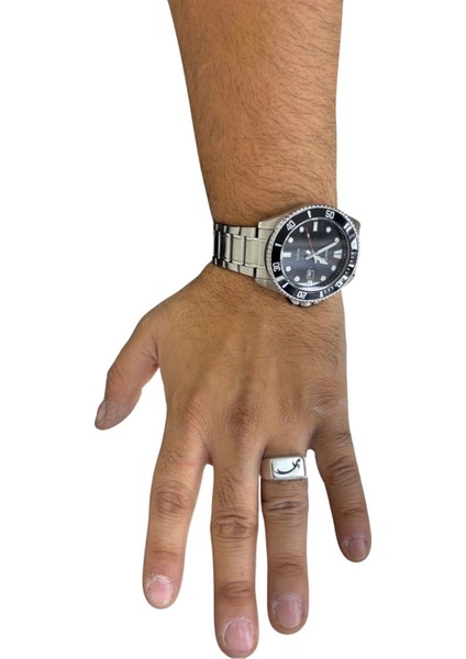 Mineli Hz. Ali Kılıcı Dikdörtgen Cilalı Gümüş Erkek Yüzük modelleri