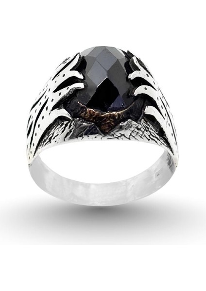 Oval Kesme Oniks Taşlı Gümüş Erkek Yüzük RXY7-GE43 fiyatları