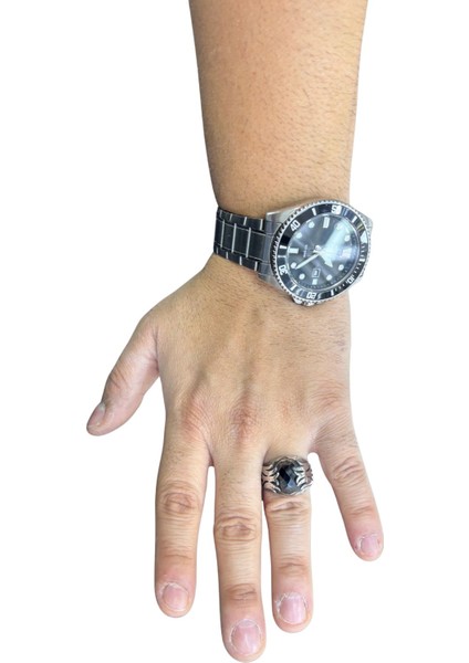 Oval Kesme Oniks Taşlı Gümüş Erkek Yüzük RXY7-GE43 modelleri