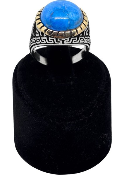 Iri Oval Mavi Firuze Taşlı Gümüş Erkek Yüzük fiyatları