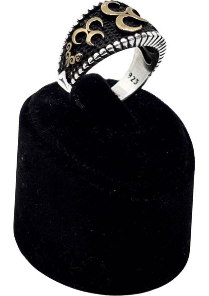 Üç Hilal Karartma Gümüş Erkek Yüzük