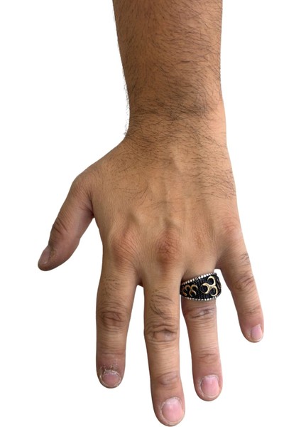 Üç Hilal Karartma Gümüş Erkek Yüzük modelleri