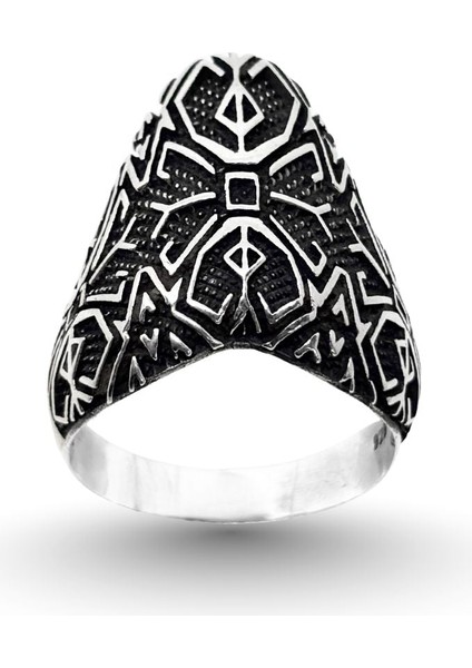 Desenli Zihgir Gümüş Erkek Okçu Yüzüğü fiyatları