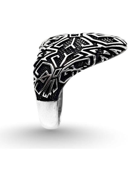 Desenli Zihgir Gümüş Erkek Okçu Yüzüğü modelleri
