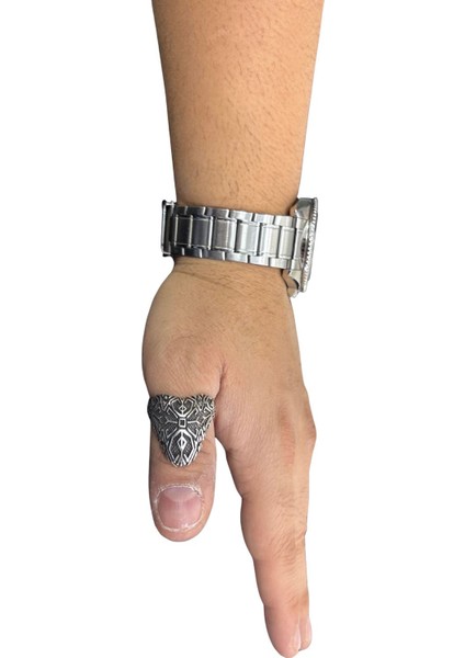 Desenli Zihgir Gümüş Erkek Okçu Yüzüğü fırsatları