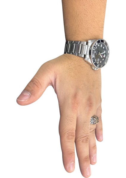 Mineli Dikdörtgen Üç Hilal Gümüş Erkek Yüzük fırsatları