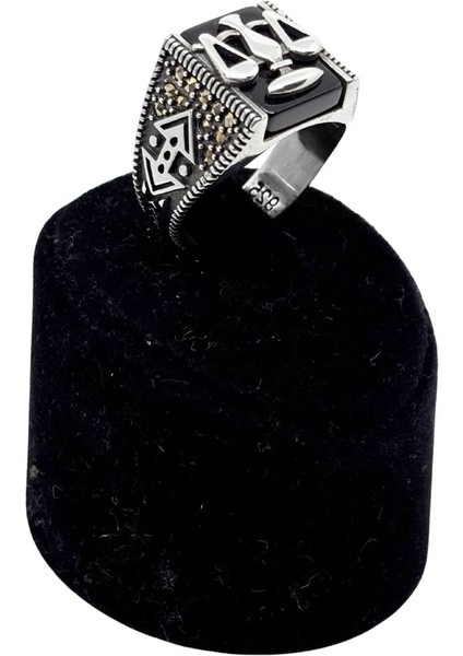 Markazit Taşlı Terazi Gümüş Erkek Yüzük