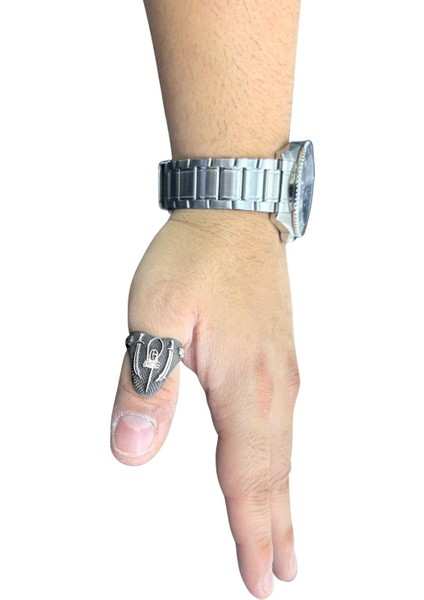 Kılıç Motifli Zihgir Gümüş Erkek Okçu Yüzüğü modelleri