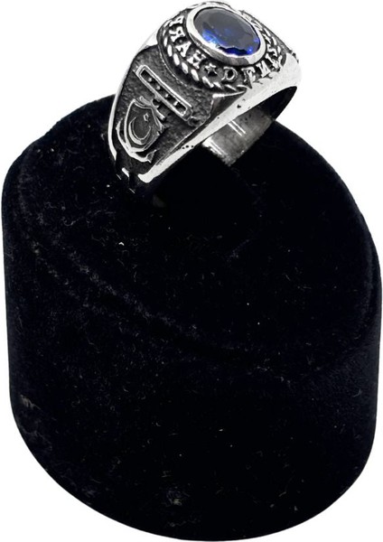 Safir Taşlı Gümüş Deniz Harp Okulu Erkek Yüzük fiyatları