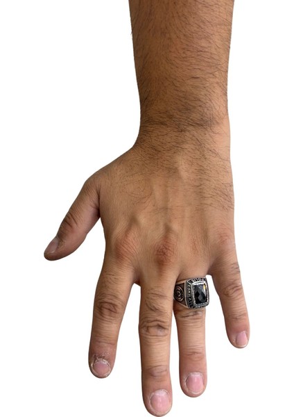 Kesme Oniks Polis Teşkilatı Gümüş Erkek Yüzük fırsatları