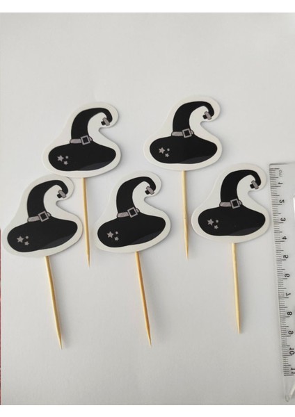 30 Adet Dekoratif Karton Cadı Şapkası Şeklinde Cadılar Bayramı Kürdanı 6,5 cm - Halloween fiyatları