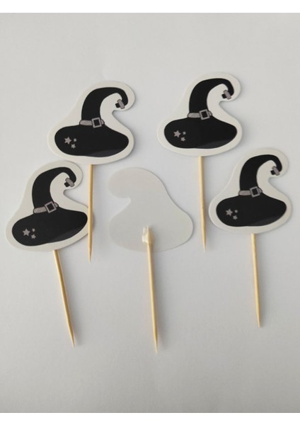 30 Adet Dekoratif Karton Cadı Şapkası Şeklinde Cadılar Bayramı Kürdanı 6,5 cm - Halloween fırsatları