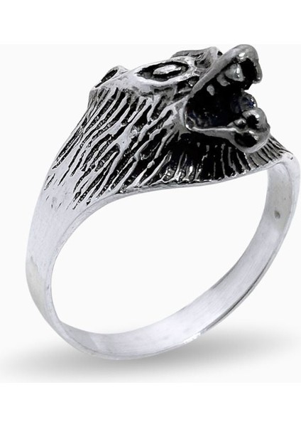 Kurt Başı Gümüş Erkek Yüzük