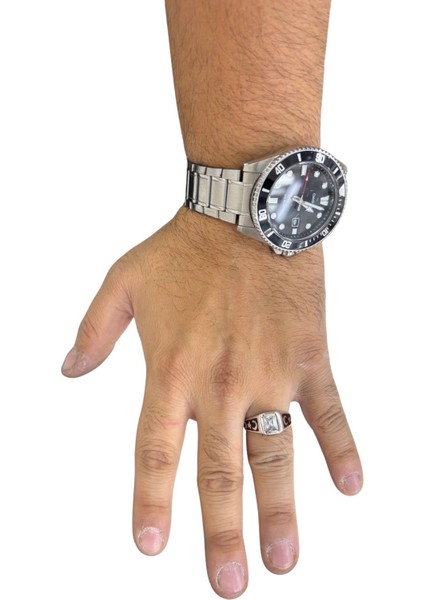 Mineli Ay Yıldız Motifli Tek Zirkon Taşlı Gümüş Erkek Yüzük modelleri