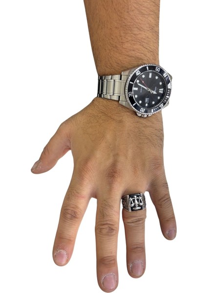 Markazit Taşlı Terazi Gümüş Erkek Yüzük modelleri