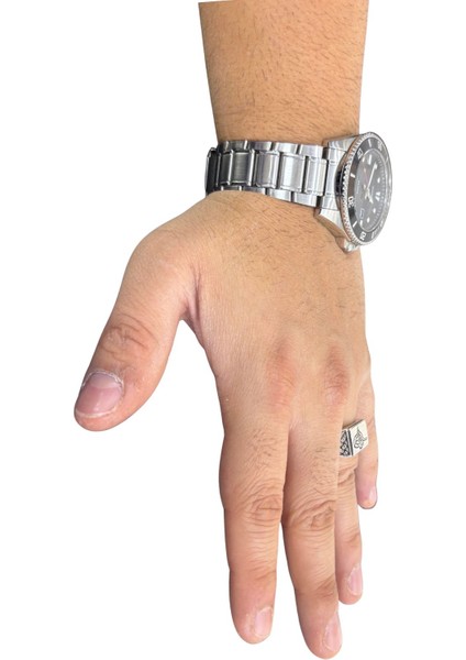 Örgü Desenli Dikdörtgen Tuğra Gümüş Retro Erkek Yüzük fırsatları