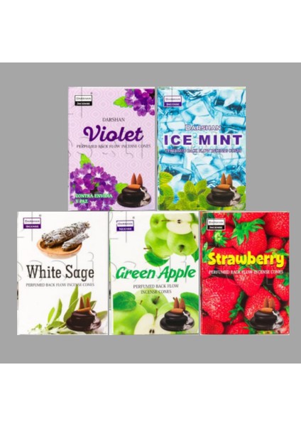 Geri Akış (Backflow) Şelale Tütsü Özel Koku Serisi (Violet, Ice Mint, White Sage, Green Apple, Strawberry)