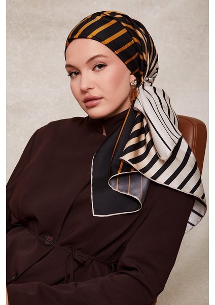 Gold Şerit Desen Twill Ipek EŞARP-0909 fiyatları