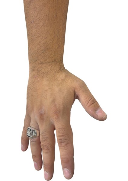 Kare Mineli Çift Başlı Kartal Gümüş Erkek Yüzük fırsatları