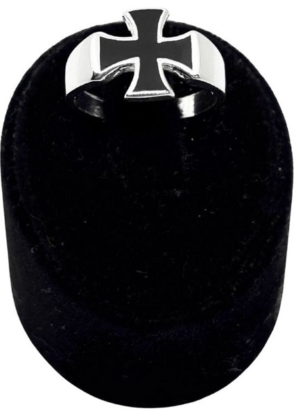 Siyah Mineli Gümüş Haç Erkek Yüzük fiyatları