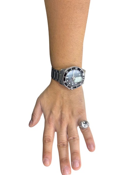 Yuvarlak Mineli Ying-Yang Gümüş Erkek Retro Yüzük modelleri