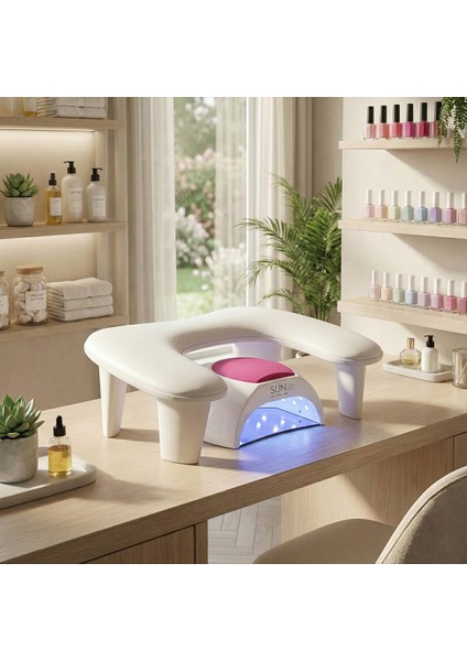 Oval U Tipi Ergonomik Manikür Sehpası Beyaz Manikür Kol Desteği U1W