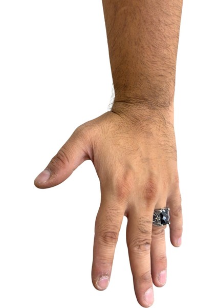 Ay Yıldız Motifli Kesme Oniks Gümüş Erkek Yüzük fırsatları