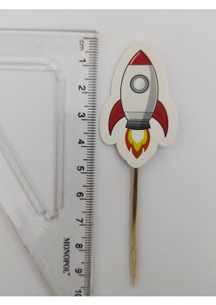 30 Adet Dekoratif Karton Roket Şeklinde Pasta Kürdanı 6,5 cm fiyatları