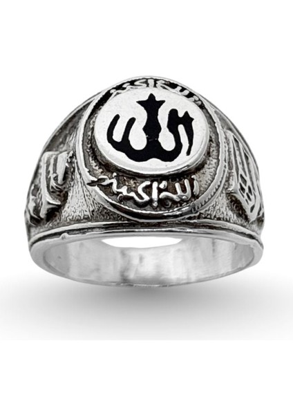 Camii Motifli Allah Yazılı Gümüş Erkek Yüzük fiyatları