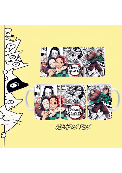 Anime Demon Slayer Tanjiro Kamado Karakter Tasarım Baskılı Beyaz Kupa Bardak